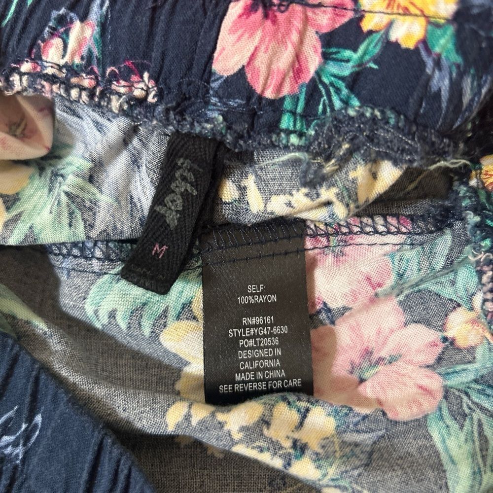 Lush Floral High-Waist Rayon Pull-On Shorts with Drawstring - Picture 2 of 8
